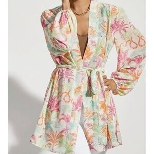 CAbi Sunset Kimono Multicolor Tropical Print